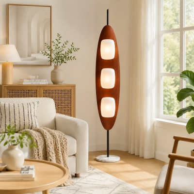 Lámpara de pie Bauhaus en tono nogal T2825