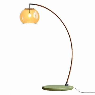Lámpara de pie arqueada de cristal verde vintage para salón y rincón de lectura T2755
