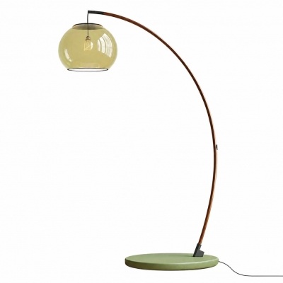 Lámpara de pie arqueada de cristal verde vintage para salón y rincón de lectura T2755