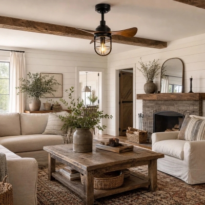 Rustic Industrial Ceiling Fan Light T2451