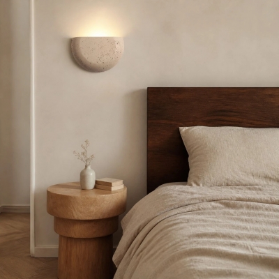 Applique da parete in stile travertino, a mezza ciotola color bianco sporco, ideale per camera da letto, corridoio e zona