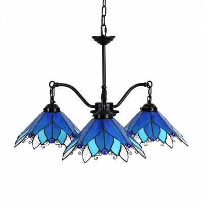Vierflammiger Buntglas-Kronleuchter T2307