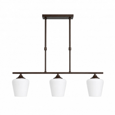 Lampadario lineare Strellux con paralumi in vetro opalino bianco - Stile rustico marrone caffè per sale da pranzo T2726