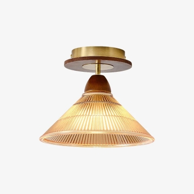 Plafoniera vintage ambrata plissettata T2610