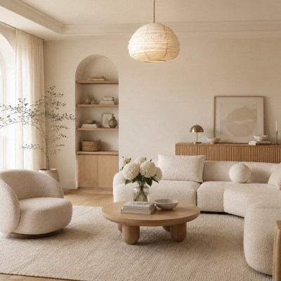 Natuurlijke linnen Wabi-Sabi hanglamp T3093
