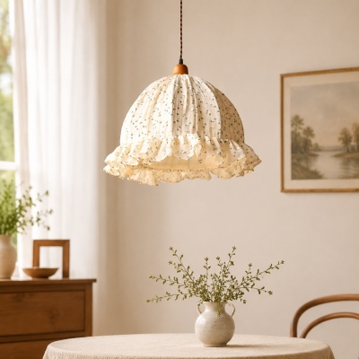 Ruffled Floral Fabric Pendant Lamp T3151