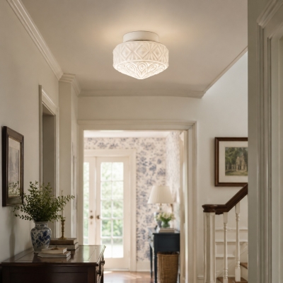 Vintage Embossed Glass Flush Mount Ceiling Light T3313