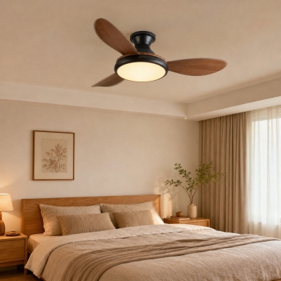 Vintage Wood-Grain Flush Mount Ceiling Fan T2972