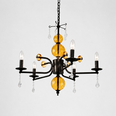 Lampadario francese in vetro ambrato T3078