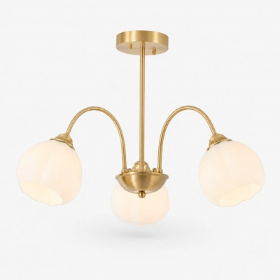 Lampadario americano in ottone e vetro T2931