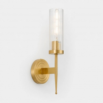 Lampada da parete americana in ottone con vetro scanalato T2940