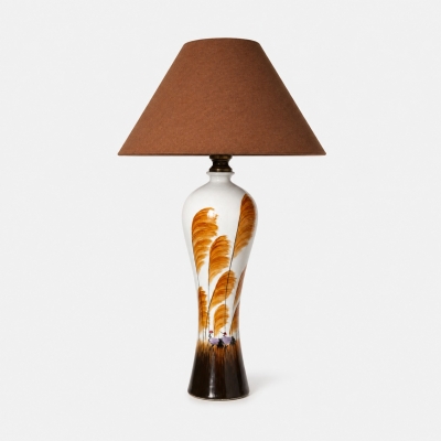 Lampada da tavolo in ceramica in stile americano con paralume in tessuto marrone T3184