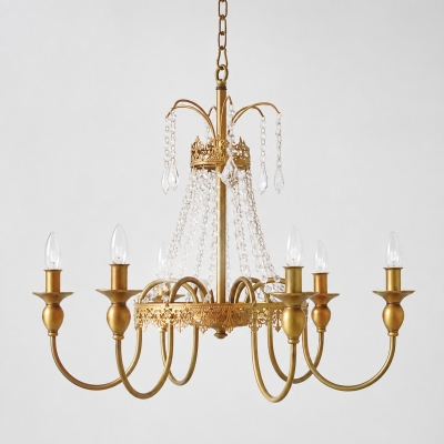 Lampadario francese a sei luci con drappeggio di cristallo T3097