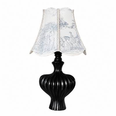 Lampada da tavolo francese vintage con paralume stampato T3245