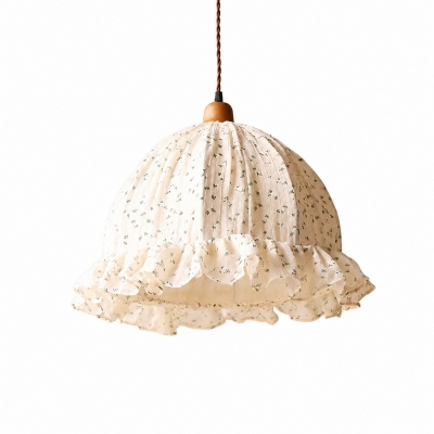 Ruffled Floral Fabric Pendant Lamp T3151