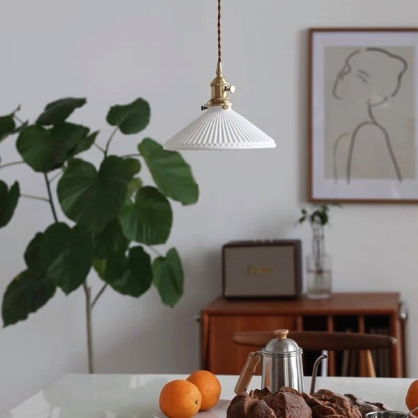 pleated porcelain pendant light