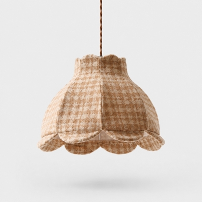 Vintage hanglamp met ruitjesstof T3095