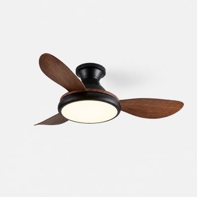 Vintage Wood-Grain Flush Mount Ceiling Fan T2972