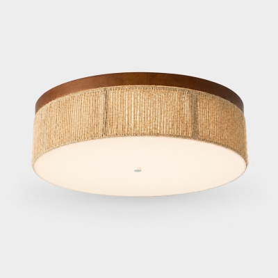 Wabi-Sabi plafondlamp met LED-verlichting, massief hout en geweven touw, T3252