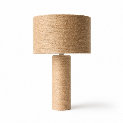 Geweven jute cilindervormige tafellamp T2979
