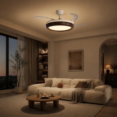 Plafondventilator met lamp in walnootkleur T2906