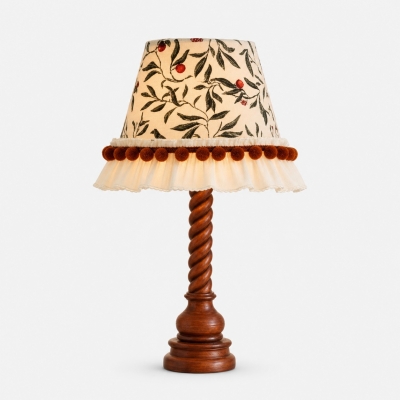 Botanical Shade Twist Wood Table Lamp with Push-Button Switch T3194