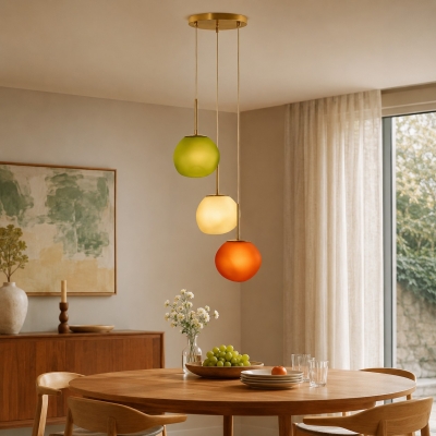 Lampada a sospensione in vetro opalino multi-paralume - Lampada a sospensione a grappolo T420