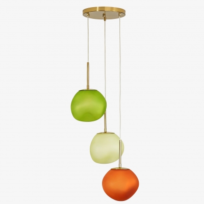 Lampada a sospensione in vetro opalino multi-paralume - Lampada a sospensione a grappolo T420