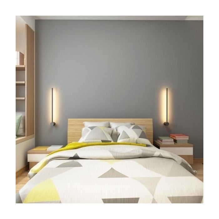 Industrialne nowoczesne czarne liniowe lampy ścienne LED S114