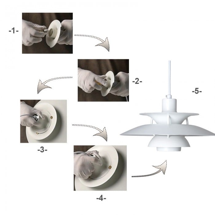 Lampada a sospensione in metallo multistrato danese S107