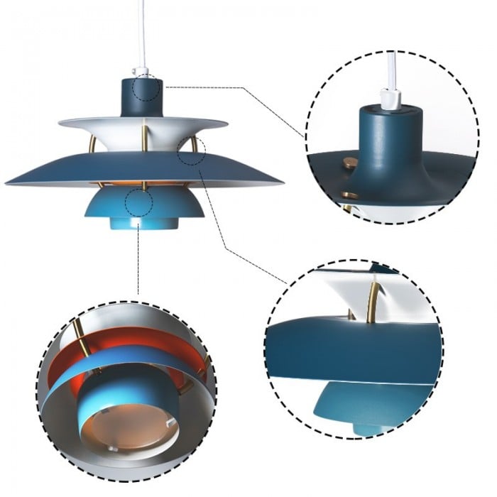 Lampada a sospensione in metallo multistrato danese S107