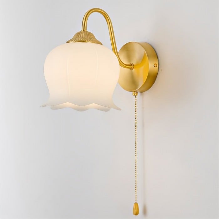 Bell Orchidee Kupfer Glas Wandleuchte für Schlafzimmer