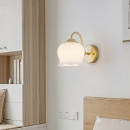 Bell Orchidee Kupfer Glas Wandleuchte für Schlafzimmer