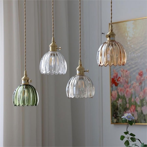 Japanese Retro Glass Flower Pendant Light | LED Lamp | Simig Lighting