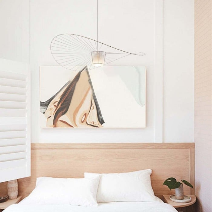 Lampe suspendue moderne en forme de chapeau de paille industriel S210