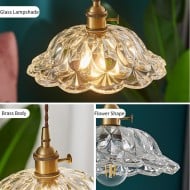 Lampa wisząca ze szkła Nordic Vintage Flower S67