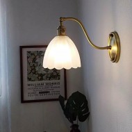 Vintage Messing Glas Wandleuchte S70