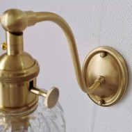 Vintage Messing Glas Wandleuchte S70