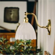 Vintage Messing Glas Wandleuchte S70