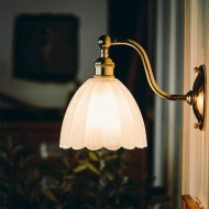 Vintage Messing Glas Wandleuchte S70