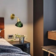 Vintage Messing Glas Wandleuchte S70