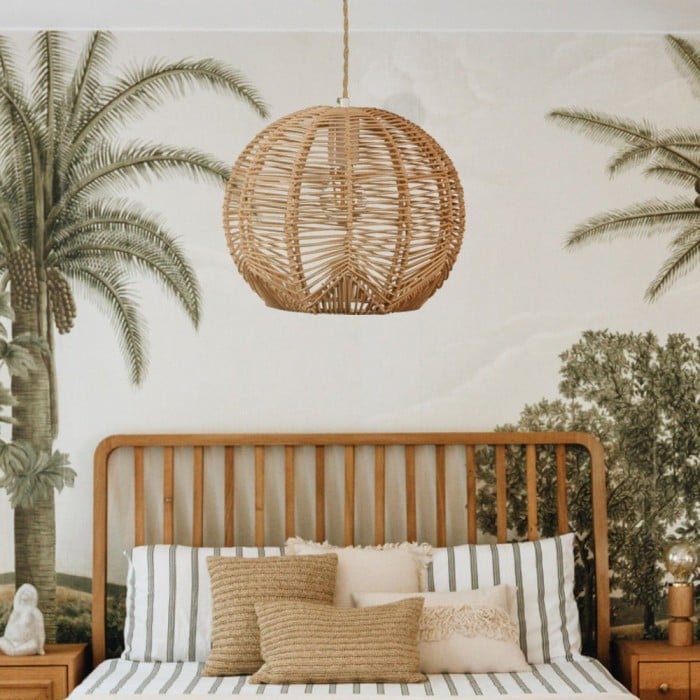 Böhmische Rattan Hängelampe S73