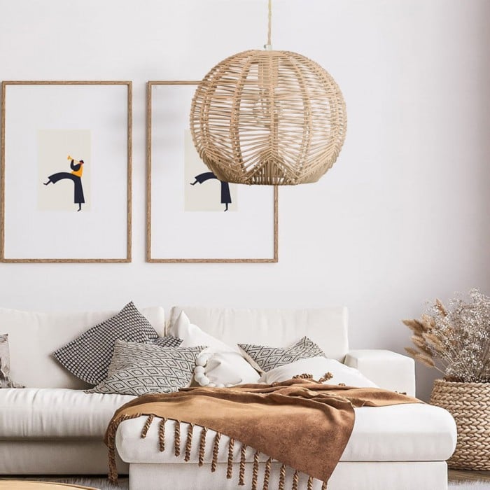 Böhmische Rattan Hängelampe S73