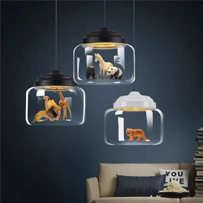 Kreatywna szklana lampa wisząca Little Zoo S91