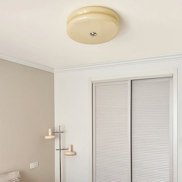 Vintage szklana lampa sufitowa do montażu podtynkowego S115