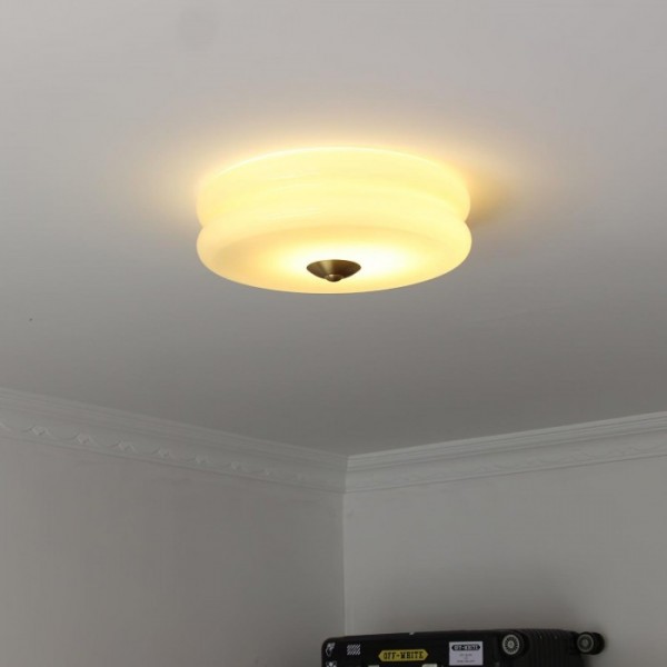 Vintage szklana lampa sufitowa do montażu podtynkowego S115