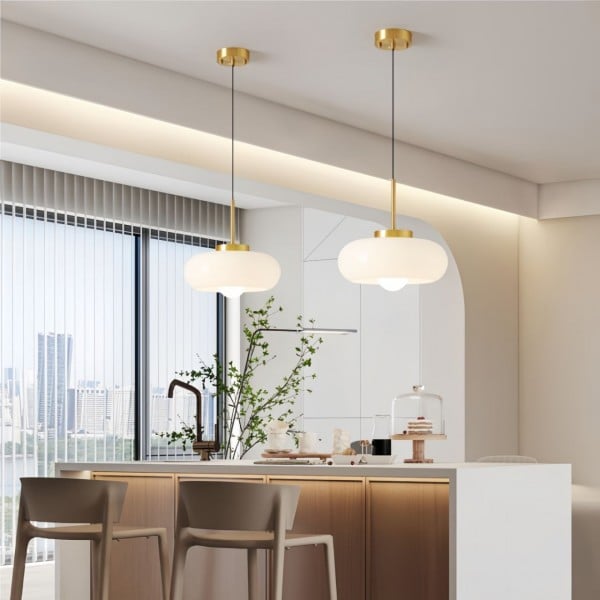 Vintage Bauhaus Round Glass Pendant Light S119