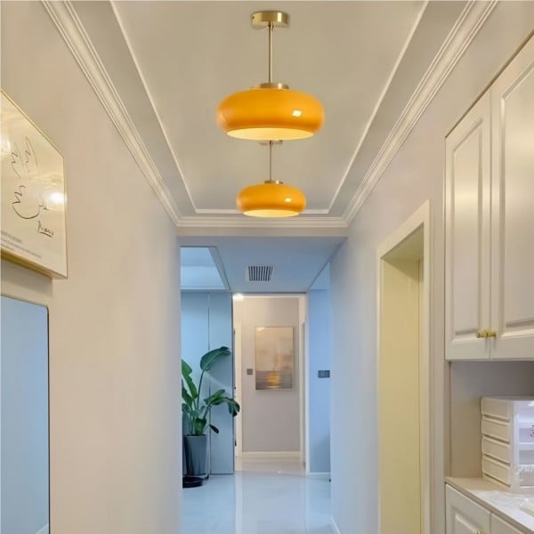 Vintage Bauhaus Round Glass Pendant Light S119