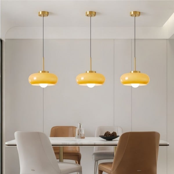 Vintage Bauhaus Round Glass Pendant Light S119