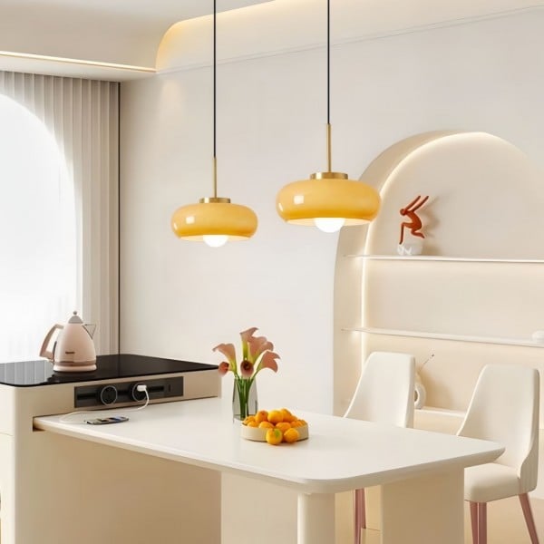 Vintage Bauhaus Round Glass Pendant Light S119